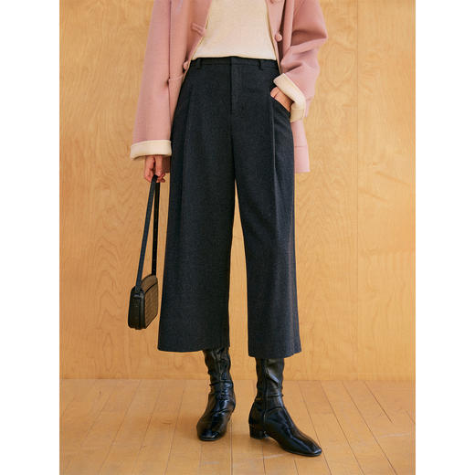 HeyDress叠褶八分阔腿毛呢裤 商品图3