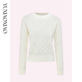 余潇潇【初雪老花】轻奢格调羊绒羊毛莱赛尔纤维圆领收口羊毛衫