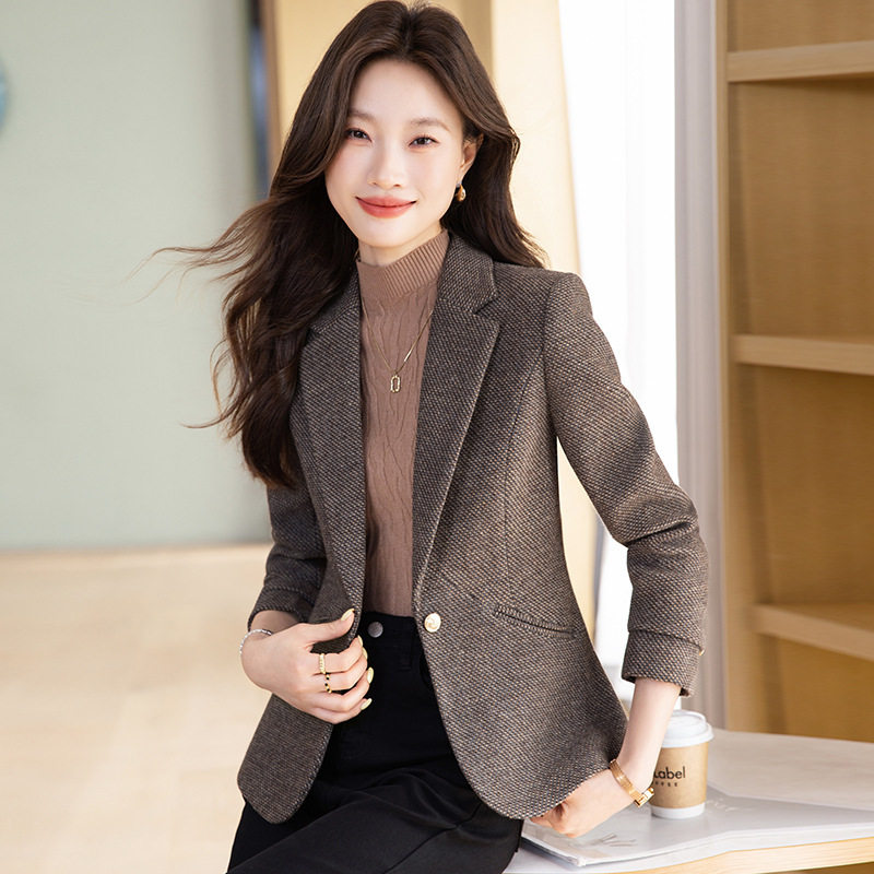 「自」全新升级【铂金会员183/天猫249/差价66】(21258)洛诗琳气质羊毛呢子西装外套2025秋冬季收腰显瘦短外套