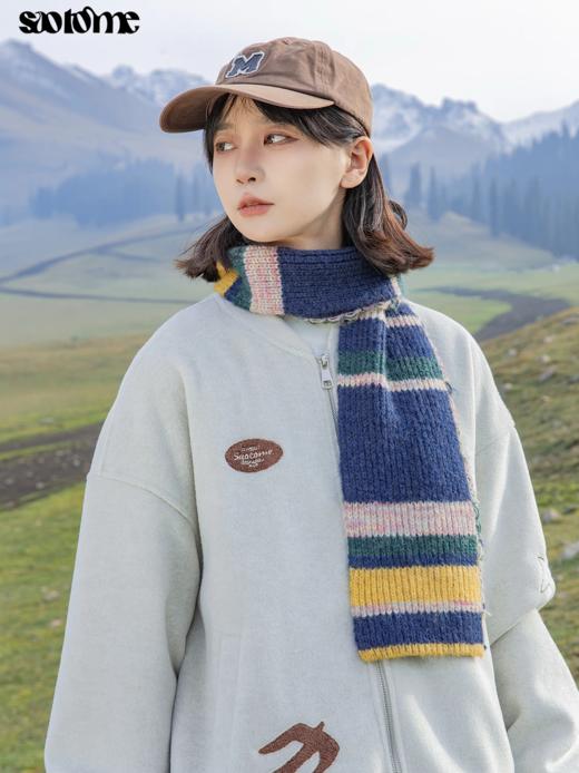 早乙女惠子saotome/STMWJ244514/油画条纹马海毛条纹提花围巾 商品图0