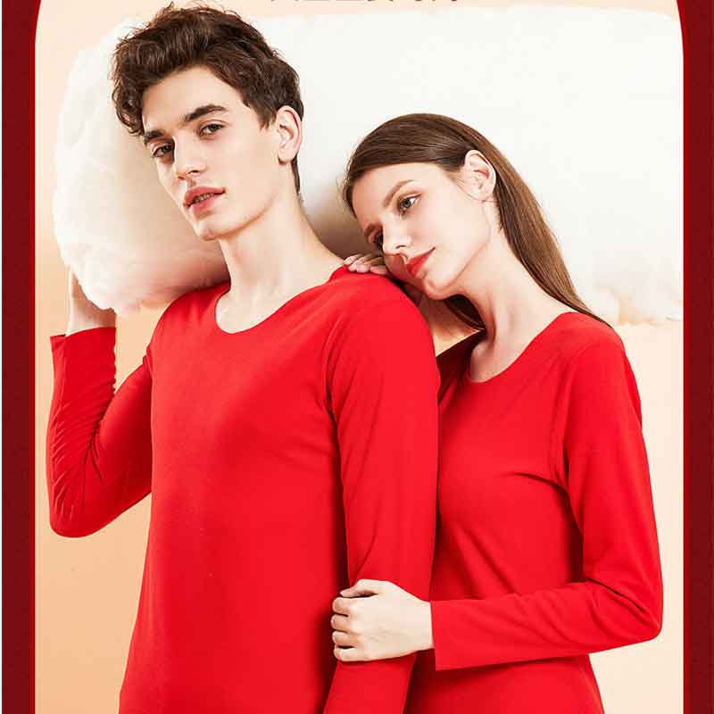 【YW】无忧购【鸿运当‘红’】新款本命年红色保暖内衣套装情侣喜庆男女款秋衣秋裤R-088（截单后3-5天发货)