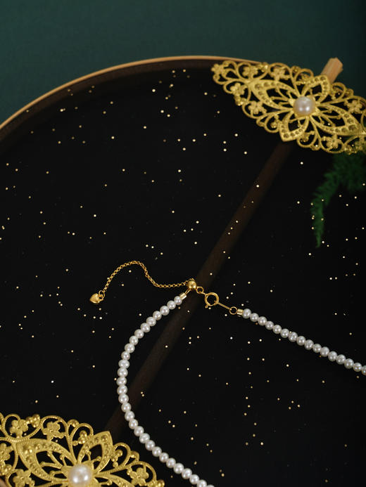 子佩集【福禄平安】银S925珍珠项链【QNX0019】3mm珠葫芦镀金平安扣大吉2512 商品图2