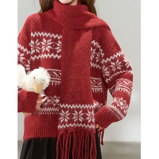 北海道氛围感提花毛衣+围巾2700 商品图2