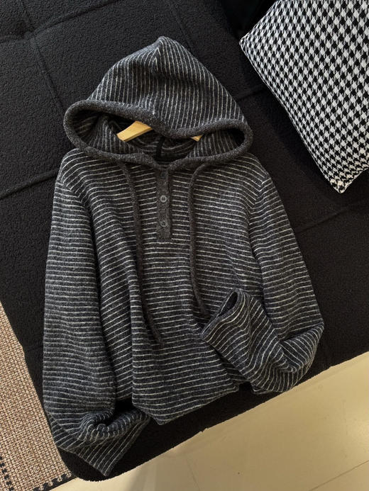 韩国订单条纹毛绒帽衫卫衣12181 商品图4