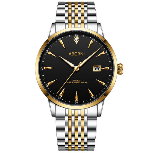 【简约格调❗️亚铂尼男士手表】简约时尚大三针，搭配条钉刻度，强效夜光效果，立体质感，有型有范，石英表防水商务实心钢带手表男QQ情人节礼物男女朋友 商品图6