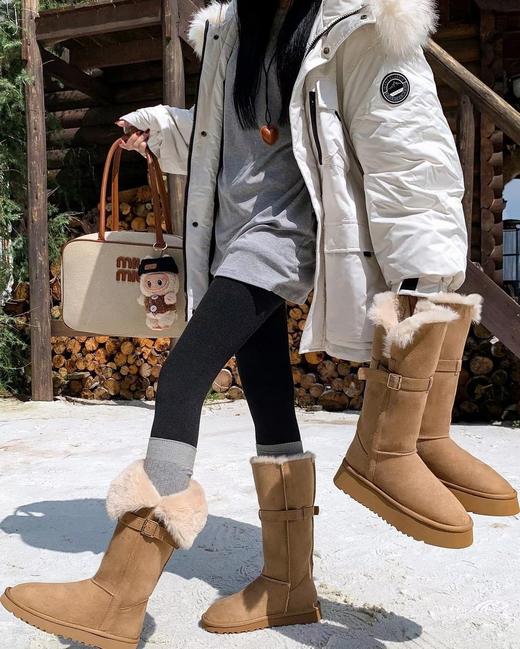 皮毛一体纯皮羊毛高筒雪地靴 商品图8