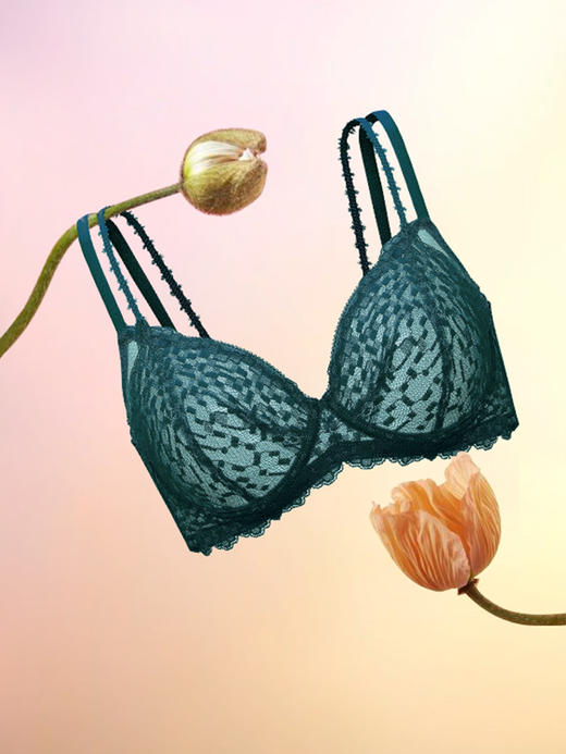 【限时特价】点彩薄款内衣女 点彩双细肩带大胸显小蕾丝无海绵胸罩性感文胸BD0270 HSIA遐 商品图4