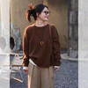 西遇美拉德棕色套头毛衣女2026年春季新款时髦软糯宽松毛针织衫SS060027 商品缩略图1
