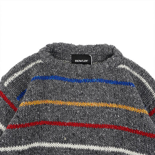 Howlin SIX BLADE KNIT 男女中性款条纹绵羊毛圆领毛衣 商品图1