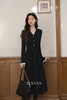 鹿向南「璀璨星河」法式V领连衣裙女2025新款秋冬气质显瘦小黑裙 商品缩略图5