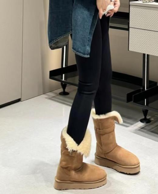 皮毛一体纯皮羊毛高筒雪地靴 商品图7