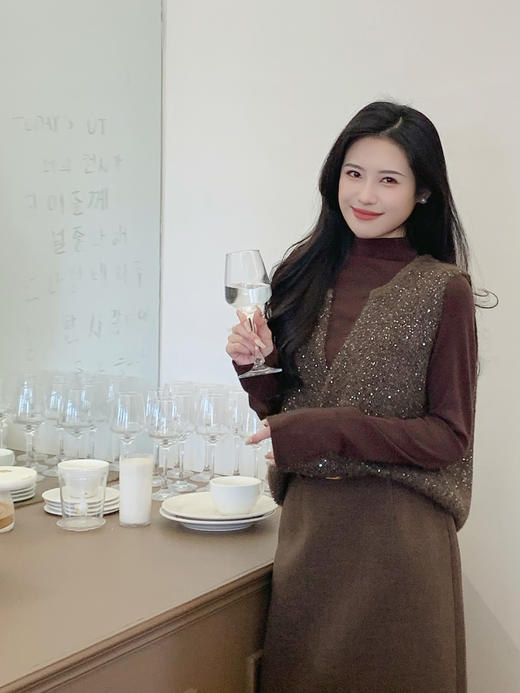 【百图lulu定制】【星耀两件套】羊毛混纺闪光马甲 高弹T恤  两件套 套装 商品图6