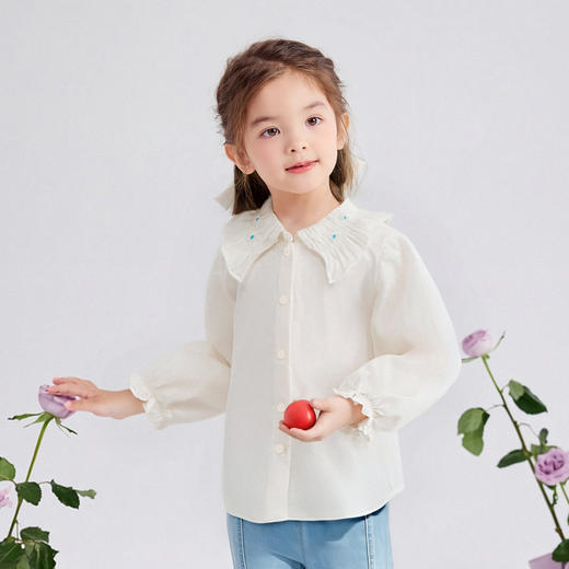 笛莎Deesha 童装女童衬衫2026春新款甜美长袖衬衫 商品图1