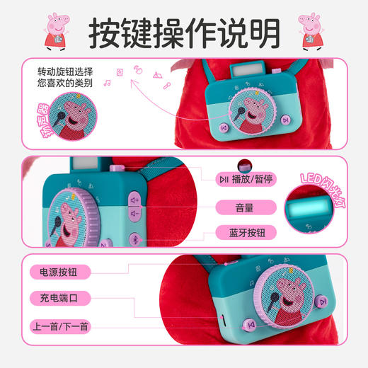 小猪佩奇多功能毛绒玩偶故事发声机儿童宝宝早教益智公仔玩具礼物 商品图2