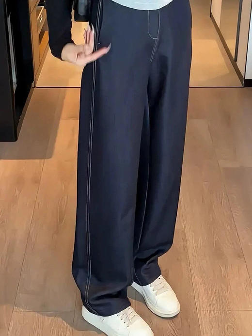 直发【3164】TH同款 加绒弯刀裤 水洗明线 自然垂坠弧度 修饰腿型 商品图2