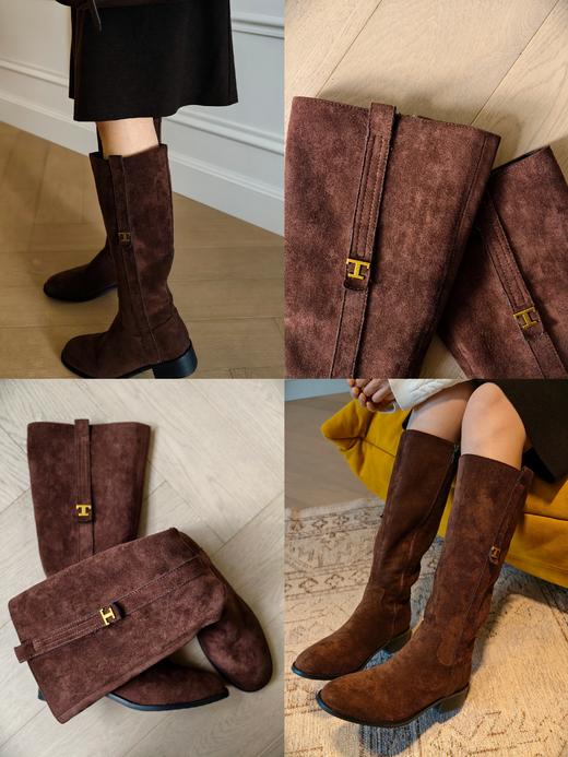 【秋冬精选】2025年东大门秋季新款复古有情调绒面简约通勤长筒靴女 商品图0