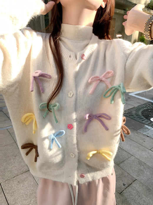 <曾小咸推荐>现货秒杀 ！微信超特价！韩系蝴蝶结毛衣开衫 日常189.99 立减100 秒杀89.99！！ 商品图7