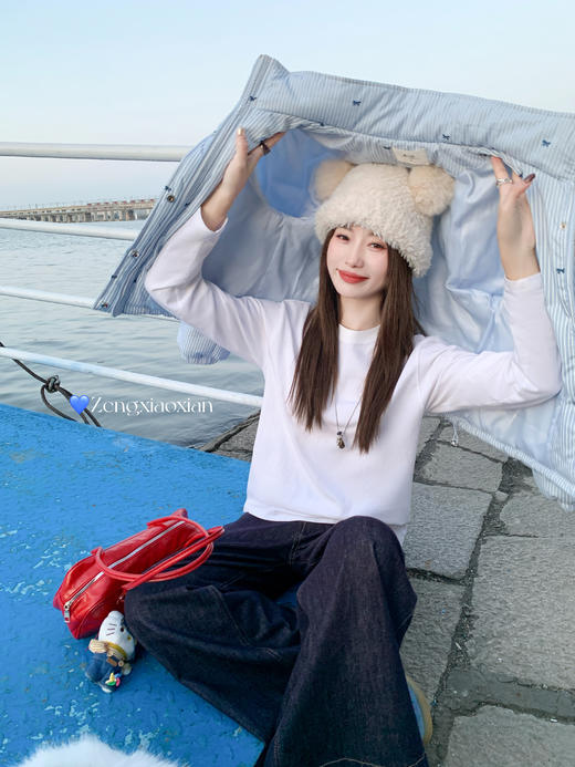 <曾小咸推荐>现货秒杀 ！微信超特价！韩系蓝白条纹连帽棉服 日常389.99 立减220 秒杀169.99！！花灰色绣花长袖t恤植绒 日常169. 秒杀89.99！ 商品图12