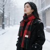 新年安可拉红格子仿羊绒围巾冬季氛围感百搭羊绒手感围脖保暖披肩男女 商品缩略图4
