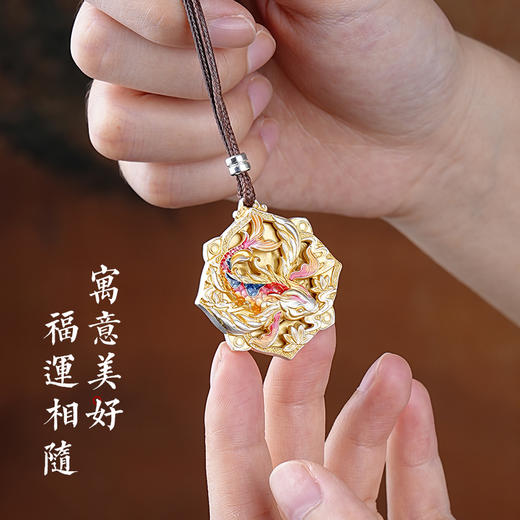 足银999锦鲤吊坠描金祛琅精致男女项链送朋友闺蜜小众礼物 商品图3
