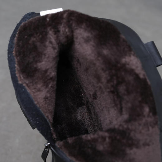 JS5577N 2025冬新款头层牛皮加绒保暖棉靴真皮休闲拉链粗跟马丁靴女靴 商品图3