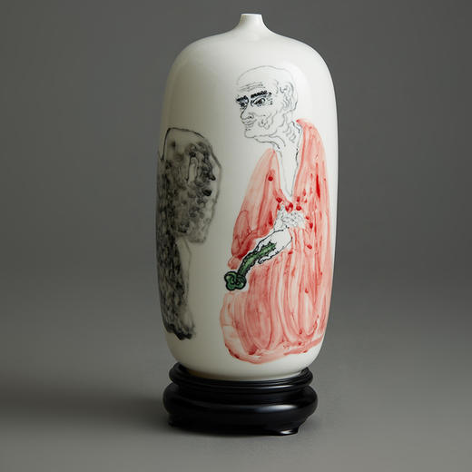 普陀山书院“禅悦”手绘白瓷梅瓶尊者系列 商品图3