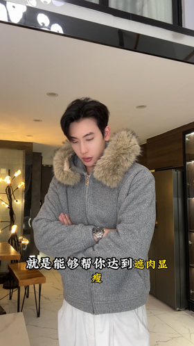 LD513SDSA男士秋冬新款痞帅男装韩版简约毛领拉链连帽毛衣百搭时尚上衣