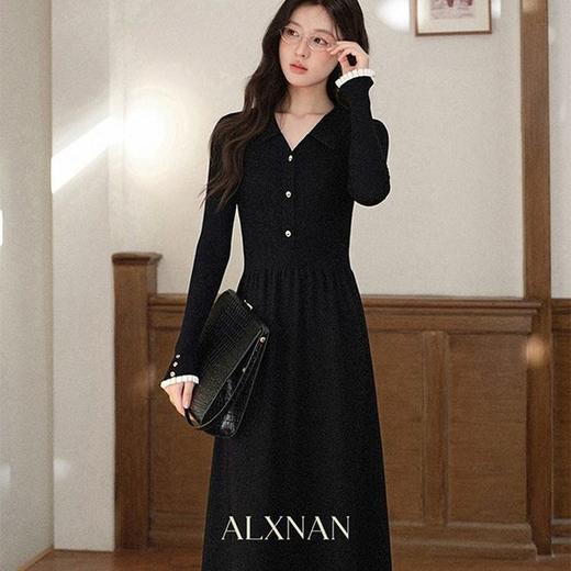 鹿向南「璀璨星河」法式V领连衣裙女2025新款秋冬气质显瘦A字裙子QYM002404-2/QYM002404-1 商品图3