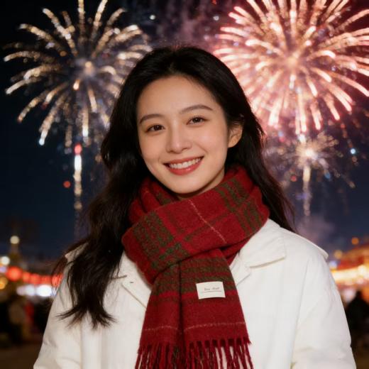 新年安可拉红格子仿羊绒围巾冬季氛围感百搭羊绒手感围脖保暖披肩男女 商品图6