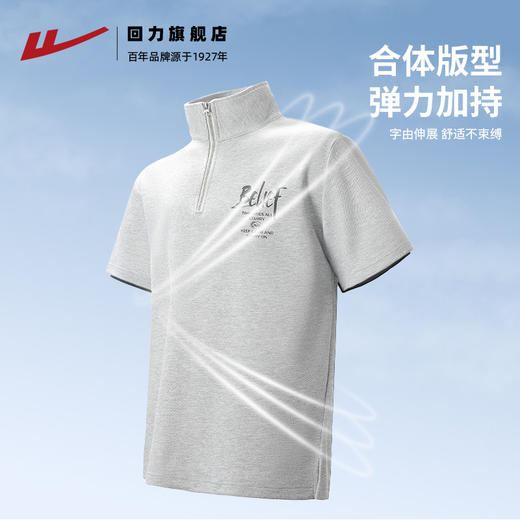 回力冰丝短袖T恤男2025新款夏季polo衫男士休闲纯色翻领半袖上衣 商品图2