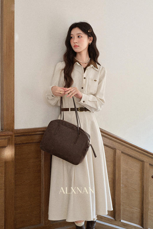 鹿向南「茶香可颂」卡其色拼接设计感短款外套女秋气质上衣L58126/L58127 商品图5