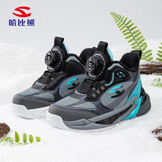 哈比熊加绒冬季二棉保暖运动鞋男童户外中大童纽扣鞋棉鞋 商品图2