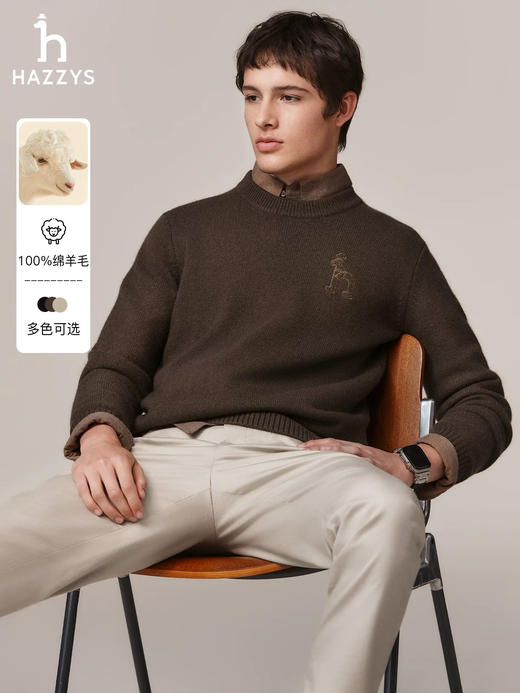 100%重磅绵羊毛H男士保暖精品毛衫 商品图10