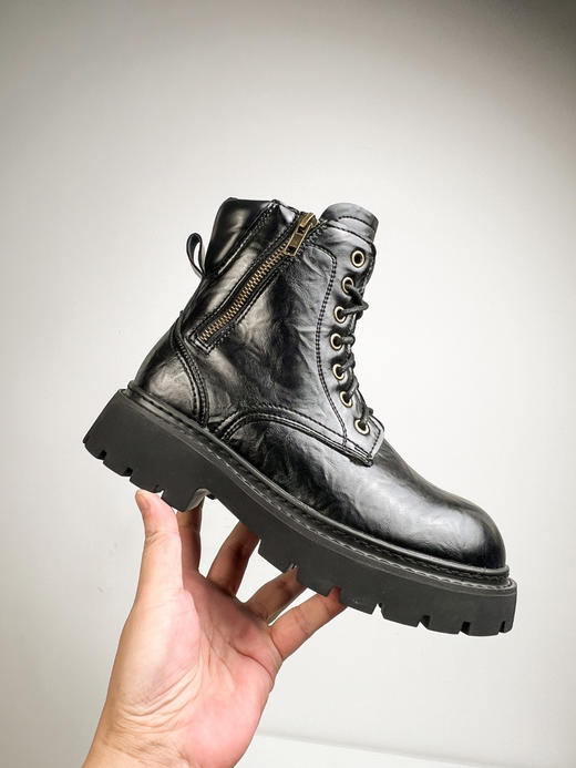 百丽同款女士真皮加厚绒英伦复古马丁靴 商品图12