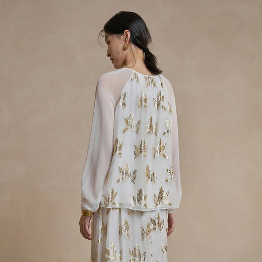 【林栖设计小店】花影鎏光|真丝衫剪花绡薄纱设计感2026早春新款上衣女1961130 商品图4