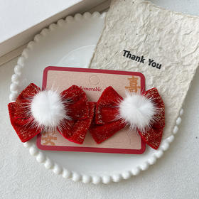 红丝绒毛球HY对装发夹-纪念日百货门店同款167795298