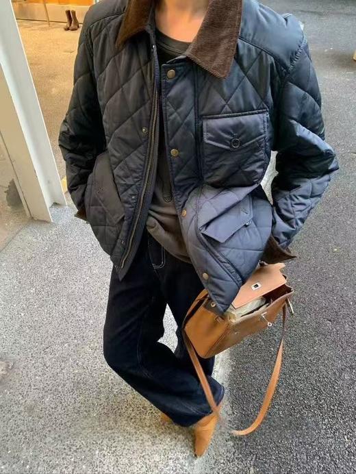 暖坞|经典菱格巴恩风夹棉外套 商品图0