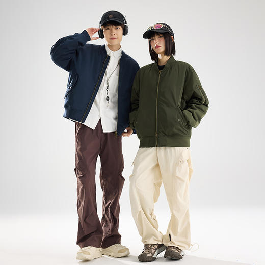 LUCKY DEER/幸运鹿情侣款防泼水保暖科技棉飞行夹克 商品图5