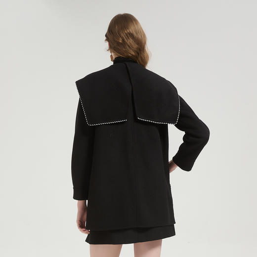 QH972斯尔丽2025秋冬新款高级感气质手工撞色大领一手长羊毛大衣外 商品图1