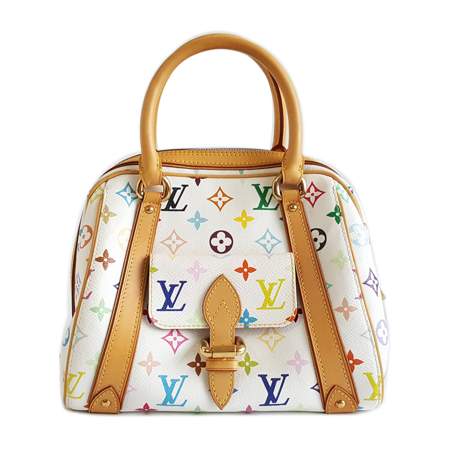 【95新】LV路易威登白三彩保龄球包手提包女士 111225NJS12