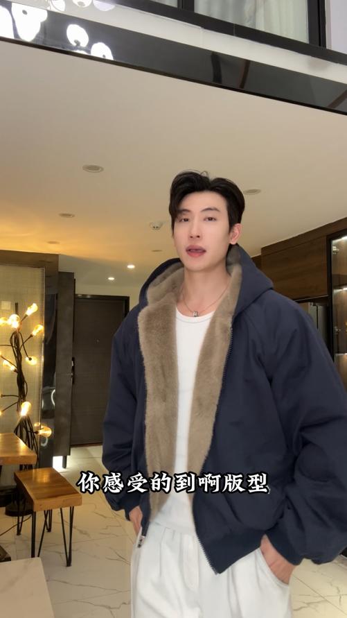 A1222SDSA秋冬新款痞帅男装美式潮牌双面可穿连帽夹克棉服外套百搭时尚 商品图0