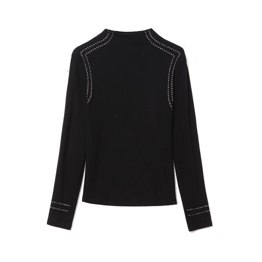 KQLE37M2957 2026春季新款时尚百搭纯色加厚磨毛烫钻长袖打底衫保暖T恤小衫女 商品图2