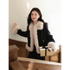 鹿向南「绒暖时光」小香风毛领外套女冬加厚保暖黑色短款洋气上衣 商品缩略图3