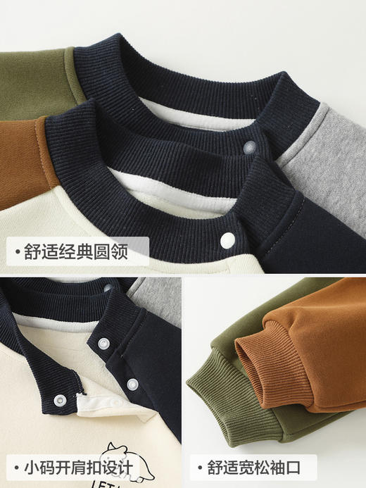 【吸汗透气柔软舒适❗️萌趣卡通精致印花】咔咔熊猫婴儿衣服儿童休闲圆领加绒卫衣冬装秋冬男童宝宝保暖上衣。jb 商品图4