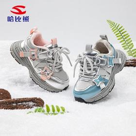 哈比熊加绒儿童运动鞋冬季防寒老爹鞋轻便小童休闲鞋棉鞋