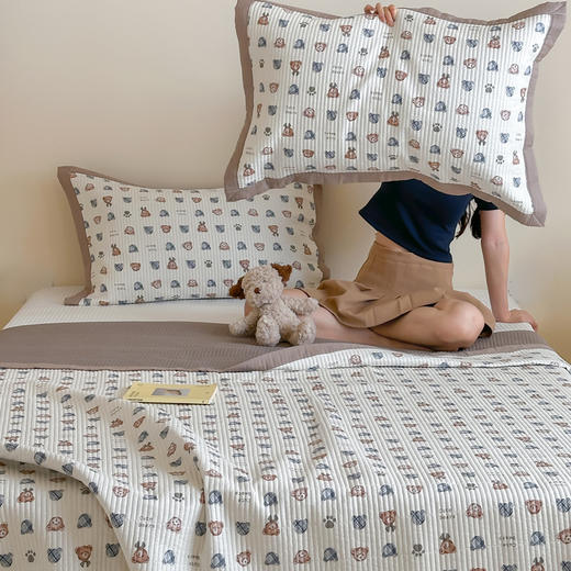 全棉双层纱ins风床盖三件套 四季可用三层夹棉床盖 商品图6