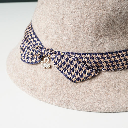 冬季保暖圆顶千鸟格装饰礼帽1022 商品图1