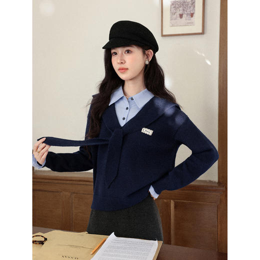 鹿向南【1227/20:00新品藏蓝色毛衣 商品图0