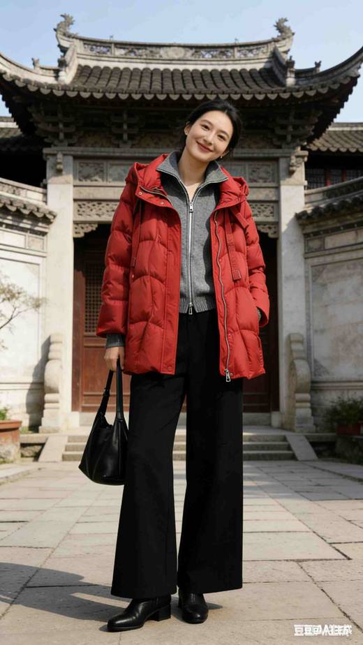 548088时来运转红色鹅绒服 商品图4