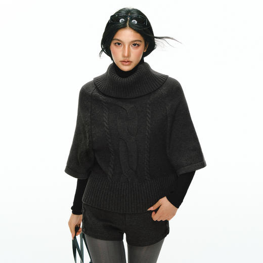 Ariseism 美式复古设计感高领套头绞花毛衣女秋冬新款上衣 商品图2